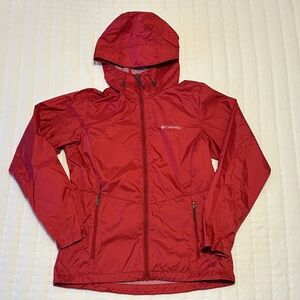 Columbia Crimson Red Hooded Rain Jacket Windbreaker Women’s Small